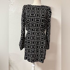 H & M Elegant Black and White Patterned Dress size S